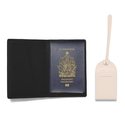 Lark and Ives / Vegan Leather Accessories / Passport Case / Passport Holder / Folding Passport Case / Travel Case / Travel Pouch / Travel Accessories / Luggage Tag / Luggage ID / Travel Tag / Minimalist Accessories / Neutral Colours 