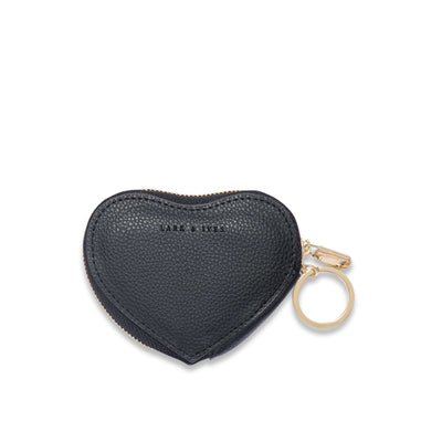 Lark and Ives / Vegan Leather Accessories / Small Accessories / Coin Purse / Heart shaped / Coin Pouch / Mini Wallet / Black
