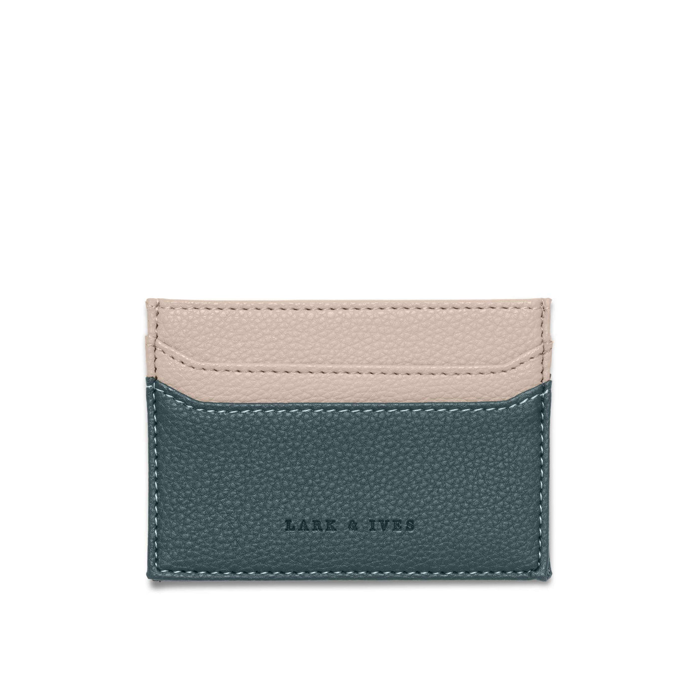 Lark and Ives / Vegan Leather Accessories / Small Accessories / Wallet / Mini Wallet / Card Case / Card Holder / Flat Card Case / Nude Beige and Dark Green