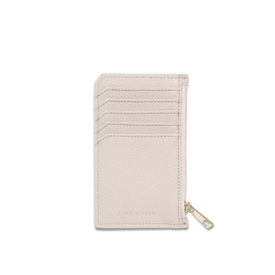 Lark and Ives / Vegan Leather Accessories / Small Accessories / Wallet / Mini Wallet / Card Case / Card Holder / Zippered Wallet / Zipper closure / Light Beige