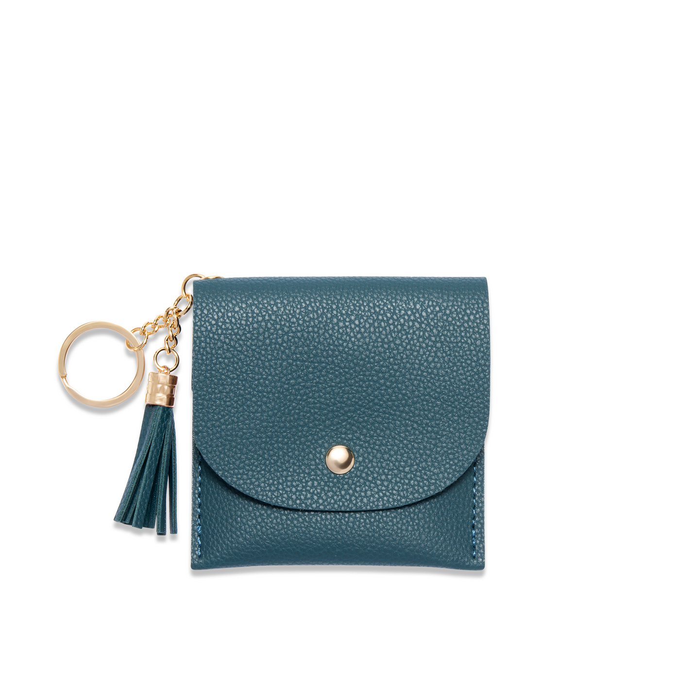 Lark and Ives / Vegan Leather Accessories / Small Accessories / Wallet / Mini Wallet / Card Case / Card Holder / Button snap closure / Flap Wallet / Card Purse with Gold Button and Keyring / Blue