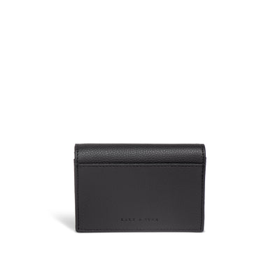 Lark and Ives / Vegan Leather Accessories / Small Accessories / Wallet / Mini Wallet / Card Case / Card Holder / Button snap closure / Fold Wallet / Black