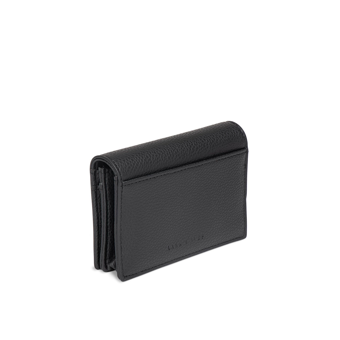 Lark and Ives / Vegan Leather Accessories / Small Accessories / Wallet / Mini Wallet / Card Case / Card Holder / Button snap closure / Fold Wallet / Black