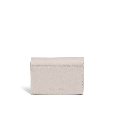 Lark and Ives / Vegan Leather Accessories / Small Accessories / Wallet / Mini Wallet / Card Case / Card Holder / Button snap closure / Fold Wallet / Light Beige