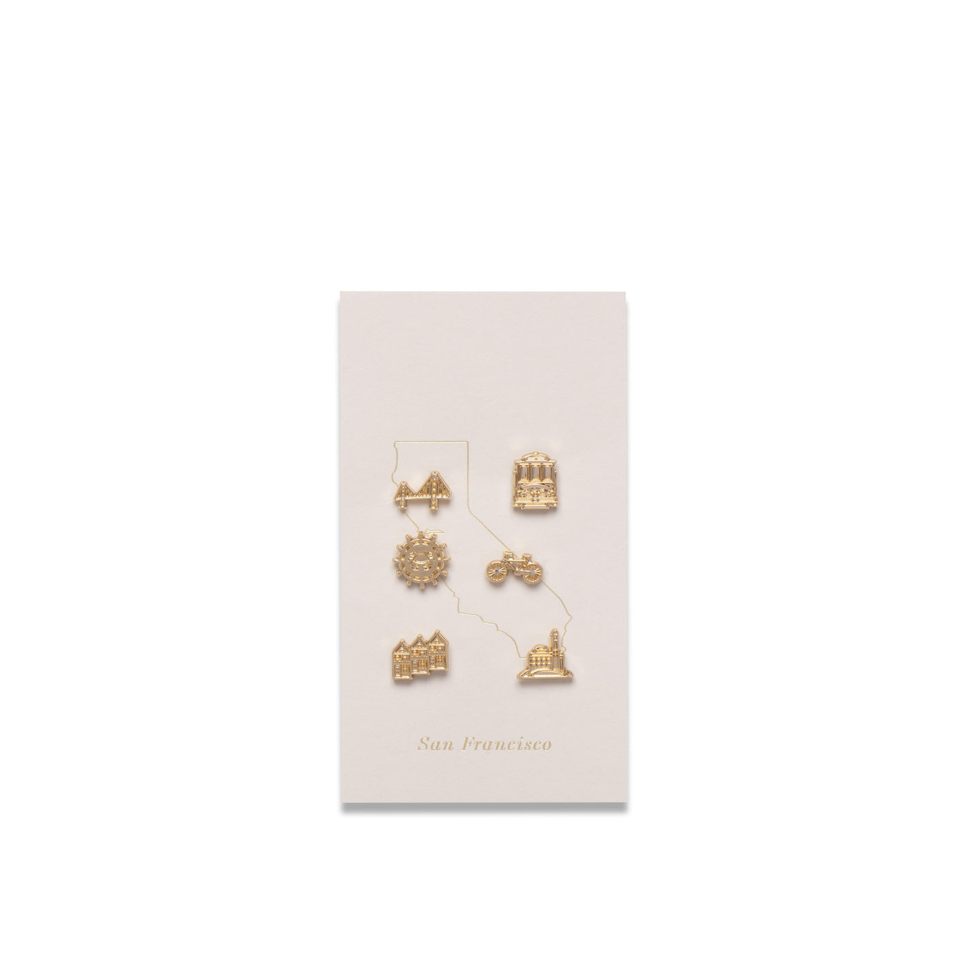 Lark and Ives / Lapel Pins / Pushboard Pins / Gold Pin / Gold Accessories / Set of 6 Pins / San Francisco Themed