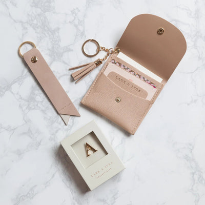 Lark and Ives Nude Card Purse with Pin and Keyholder / Wallet with Pin and Keychain / Lapel Pin / Keychain / Vegan Leather Accessories