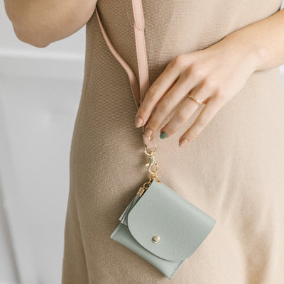 Lark and Ives / Vegan Leather Accessories / Adjustable Strap / Removable Strap / Bag Strap / Nude Pink / Card Purse on Strap