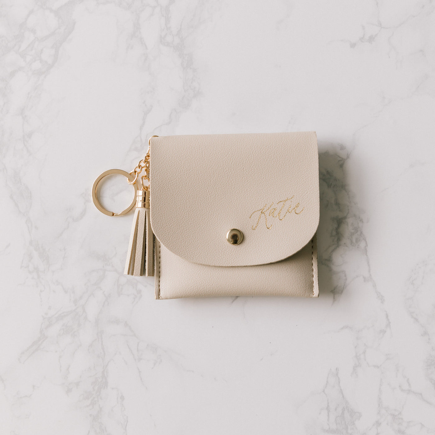Gold Foil Personalized Lark and Ives Card Purse with Gold Hardware and Tassel / Mini Wallet / Flap Wallet