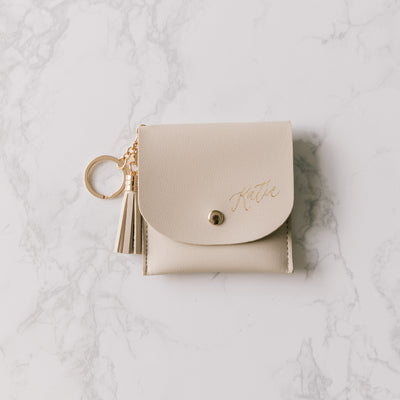 Gold Foil Personalized Lark and Ives Card Purse with Gold Hardware and Tassel / Mini Wallet / Flap Wallet