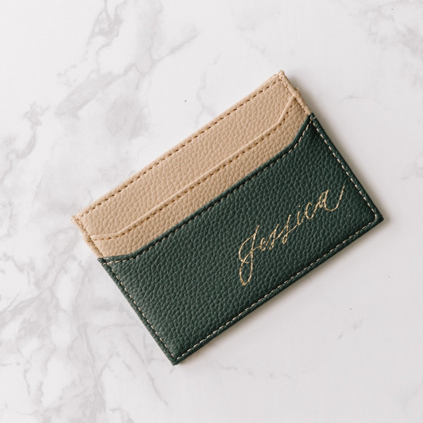 Lark and Ives / Vegan Leather Accessories / Small Accessories / Wallet / Mini Wallet / Card Case / Card Holder / Flat Card Case / Gold Foil Personalized Flat Cardholder Wallet
