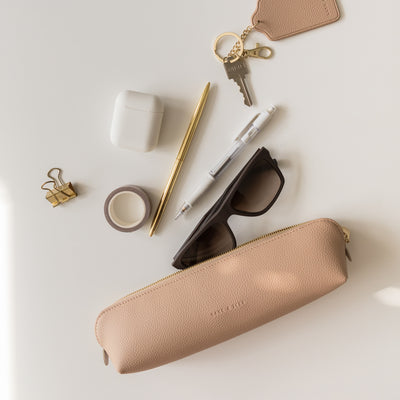 Lark and Ives / Vegan Leather Accessories / Pencil Case / Nude Pencil Case / Makeup Pouch / Makeup Bag 