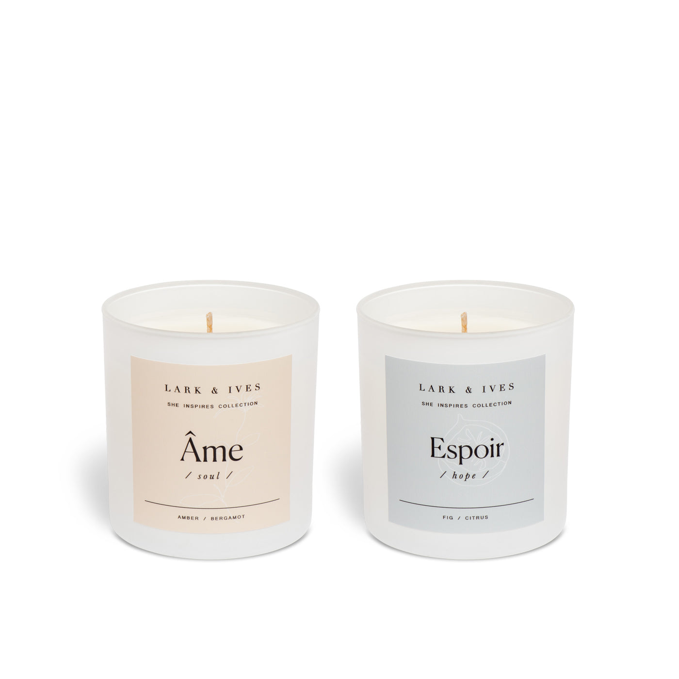 Lark and Ives / Candle / Soy Candle / Essential Oil Candle / Cruelty Free / Fair Trade / Ethical Goods / Set of two candles / Gift Guide / Gift Ideas / Ame and Espoir