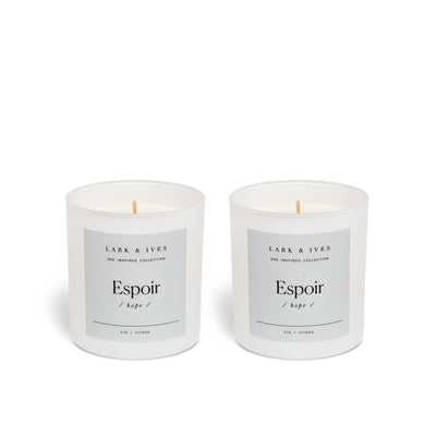Lark and Ives / Candle / Soy Candle / Essential Oil Candle / Cruelty Free / Fair Trade / Ethical Goods / Set of two candles / Gift Guide / Gift Ideas / Espoir and Espoir
