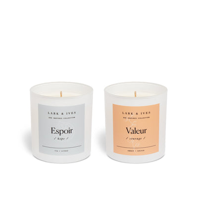 Lark and Ives / Candle / Soy Candle / Essential Oil Candle / Cruelty Free / Fair Trade / Ethical Goods / Set of two candles / Gift Guide / Gift Ideas / Espoir and Valeur