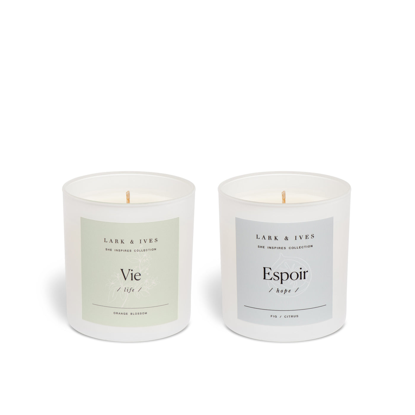 Lark and Ives / Candle / Soy Candle / Essential Oil Candle / Cruelty Free / Fair Trade / Ethical Goods / Set of two candles / Gift Guide / Gift Ideas / Vie and Espoir