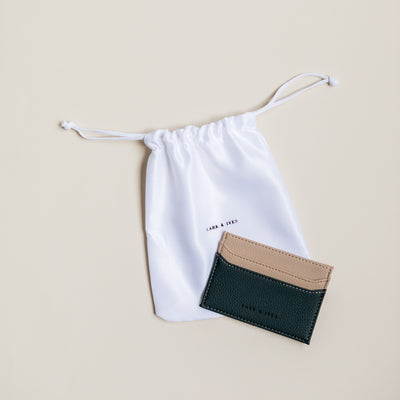 Lark and Ives / Vegan Leather Accessories / Small Accessories / Wallet / Mini Wallet / Card Case / Card Holder / Flat Card Case / Dark Green and Nude Beige